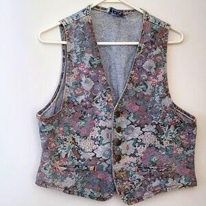 Zena Floral Fitted Buttoned Vintage Vesr